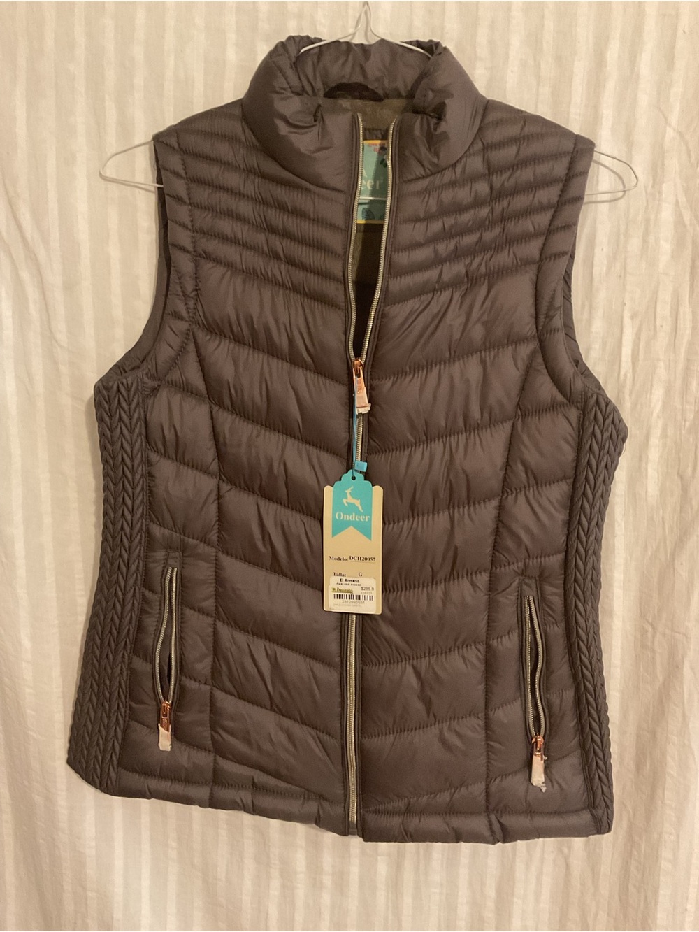 EL ARMARIO Ondeer Women's Quilted Puffer Vest Grey Sz.M.